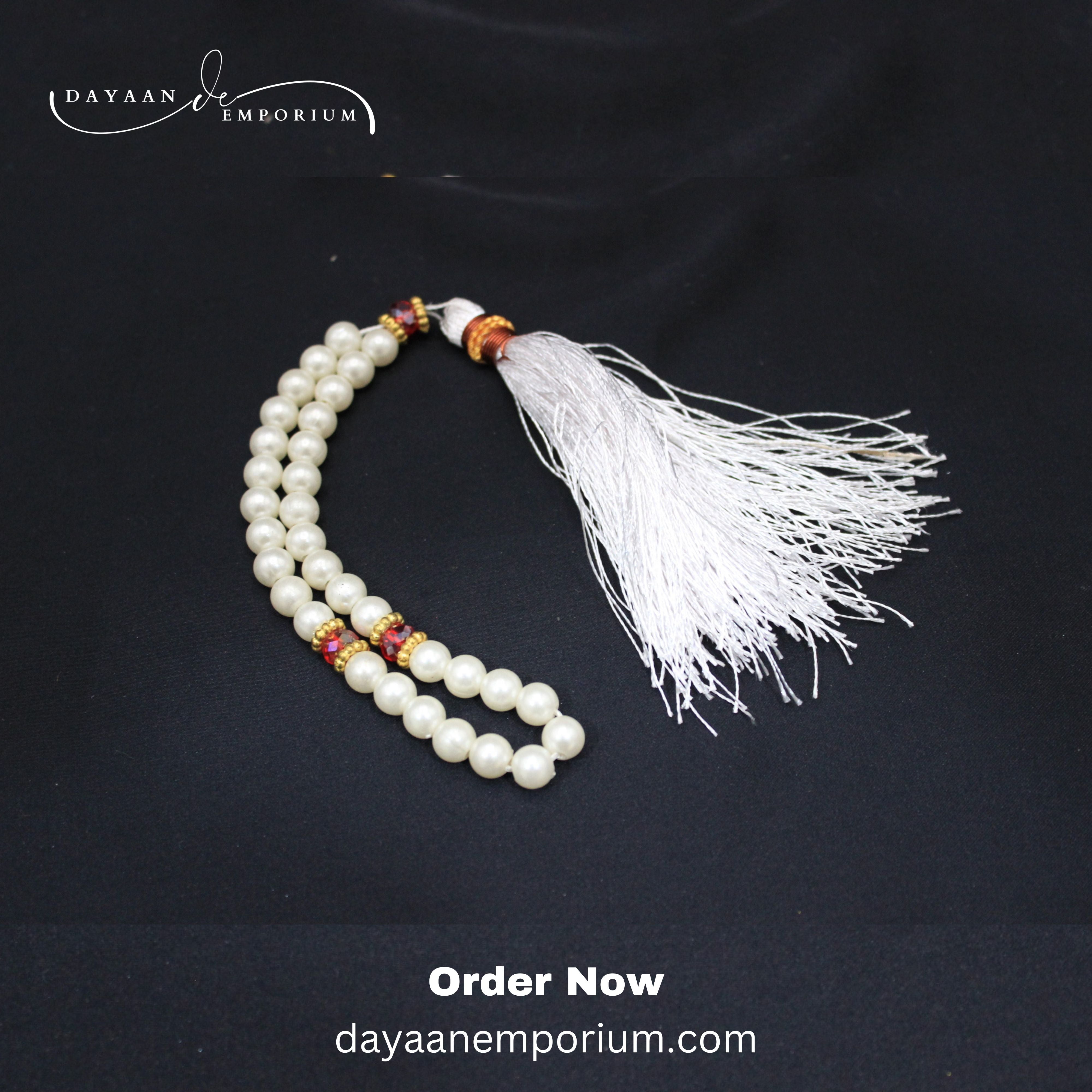 Crystals Fancy Pearl Tasbih 33 Beads White Colour 12pc