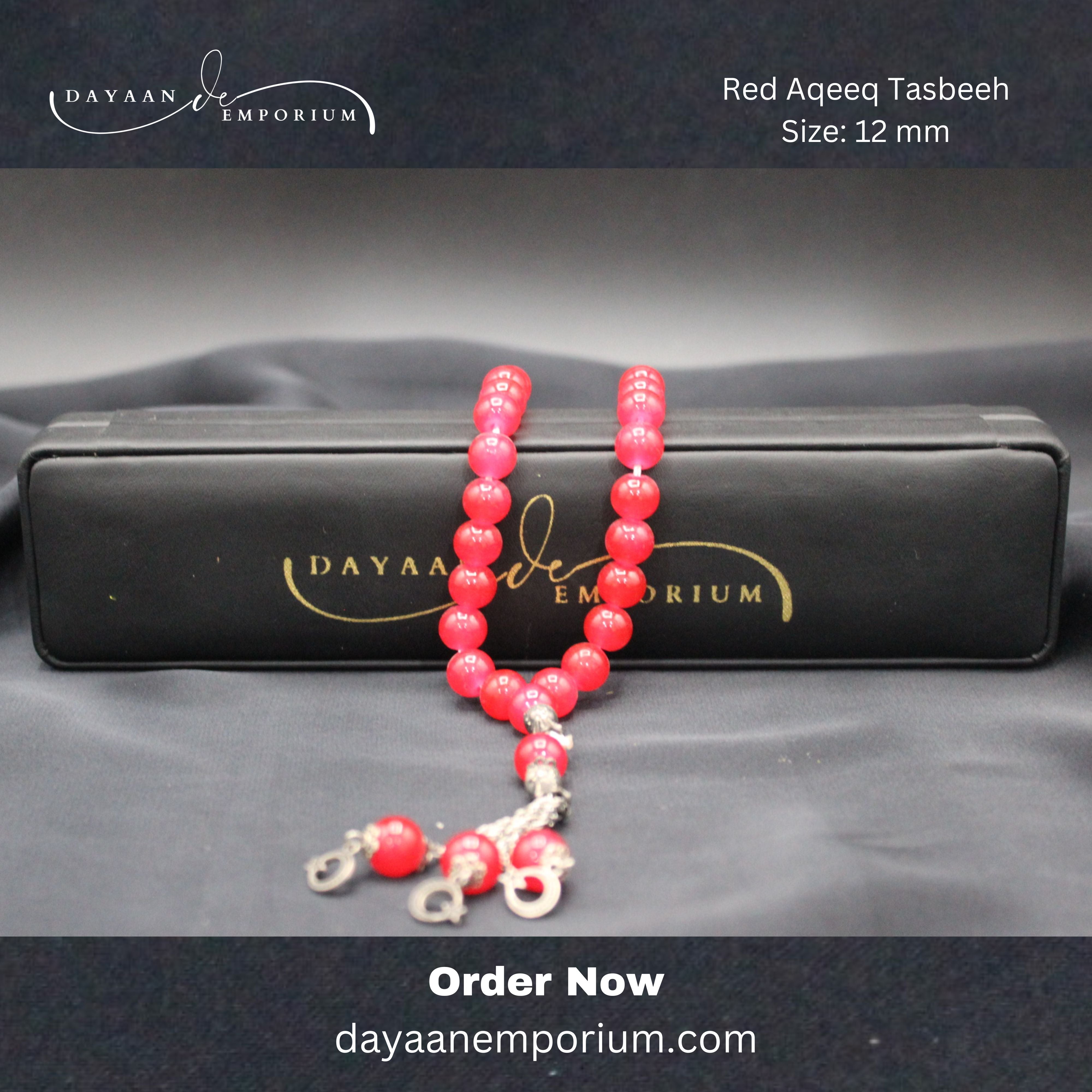 Red Aqeeq Crystal Tasbeeh 33 Beads