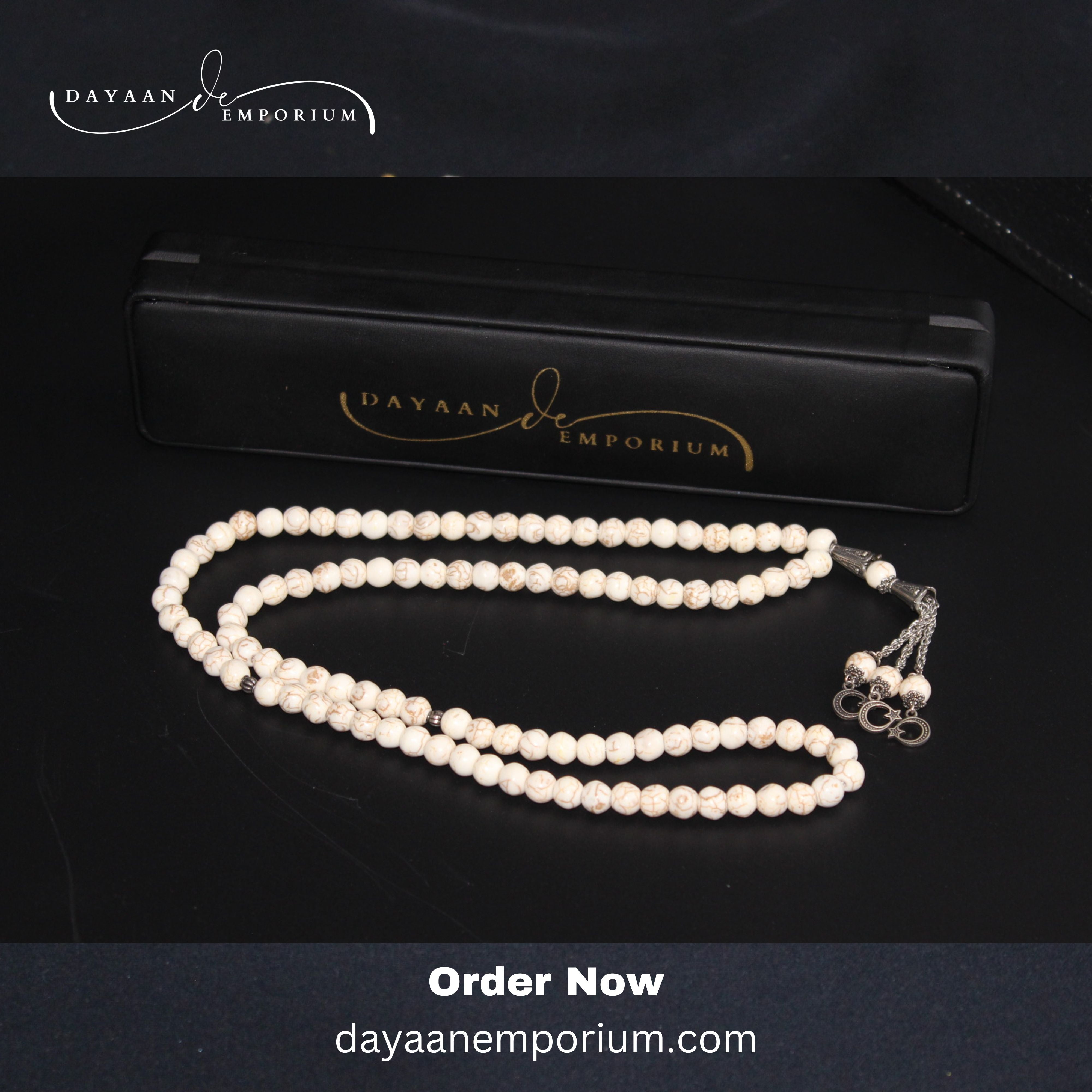 White Feroza Stone Tasbih 100 Beads