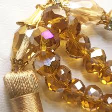 Crystals Fancy Tasbih 33 Beads Golden Colour 12pc