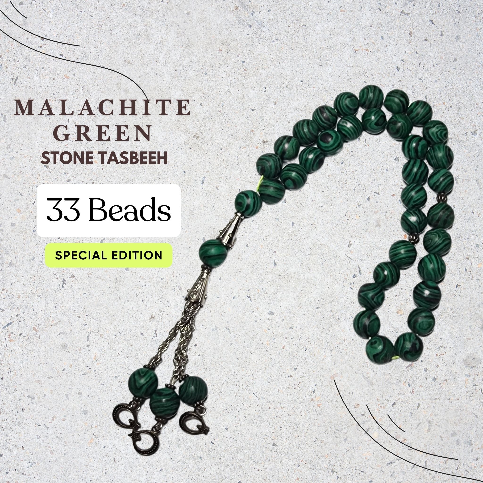 Malachite Green Stone Tasbih 33 Beads